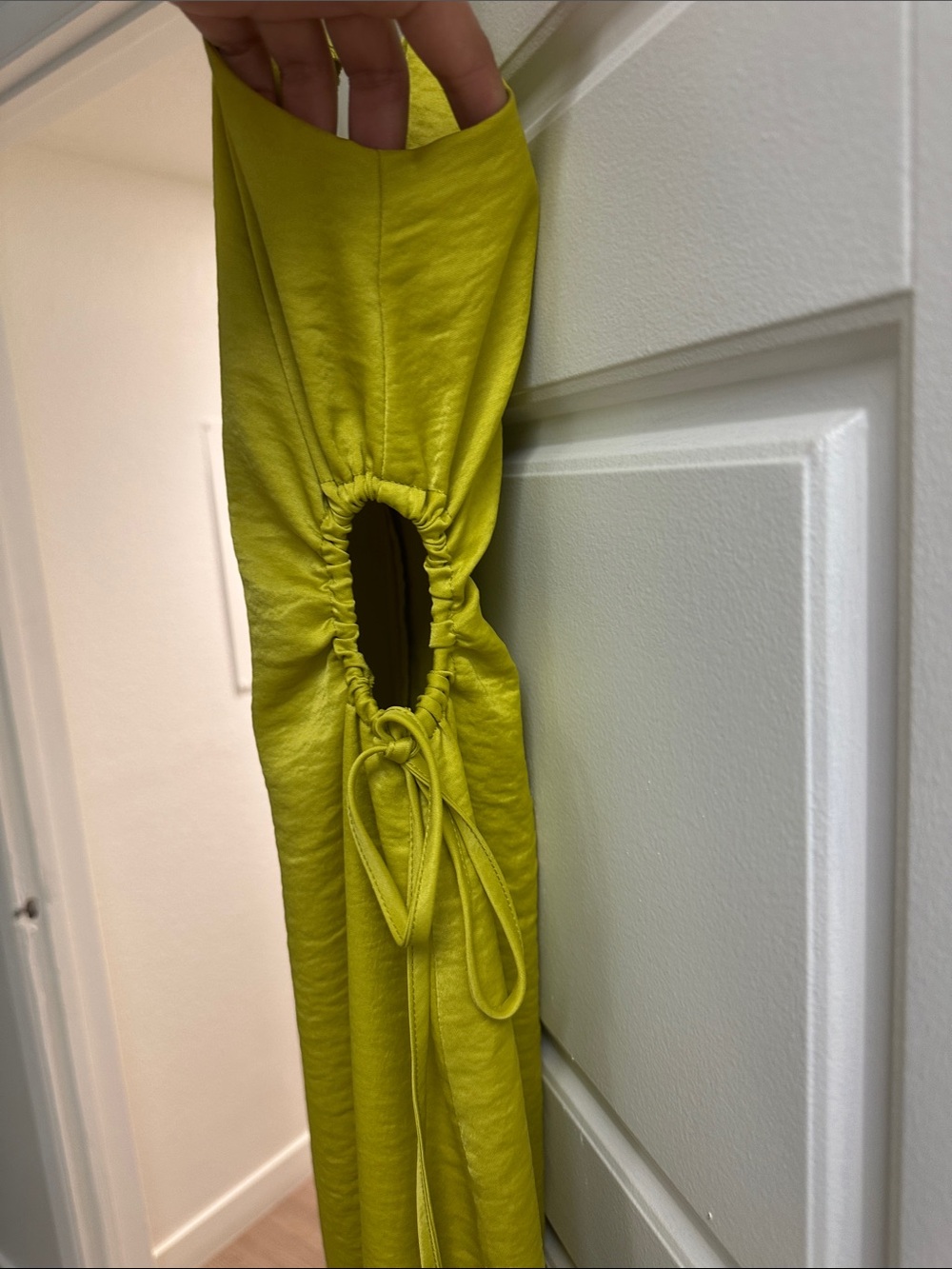 Christian Lacroix Lime Green Slip Midi Dress with Side Tie - Picture 2 of 4